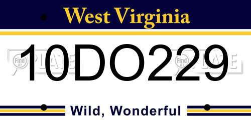 10DO229 West Virginia License Plate