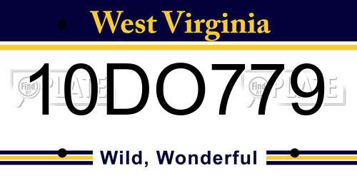 10DO779 West Virginia License Plate