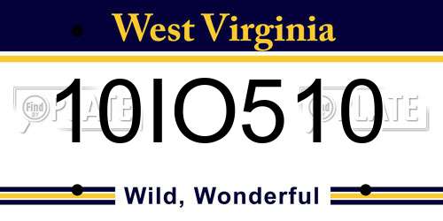 10IO510 West Virginia License Plate