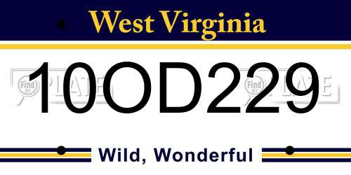 10OD229 West Virginia License Plate