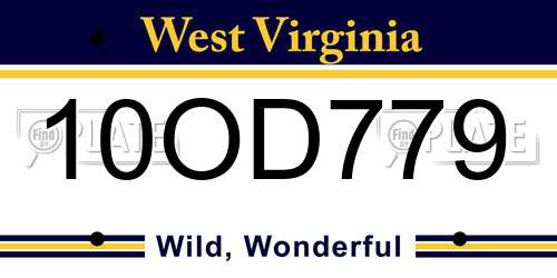 10OD779 West Virginia License Plate