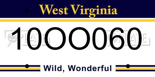 10OO060 West Virginia License Plate