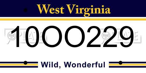 10OO229 West Virginia License Plate