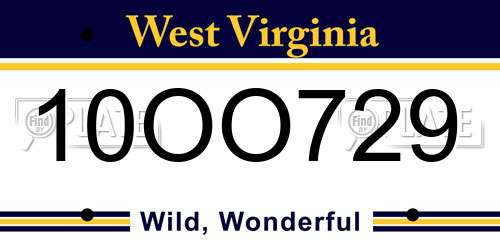 10OO729 West Virginia License Plate