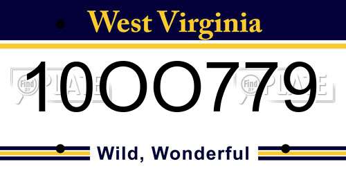 10OO779 West Virginia License Plate