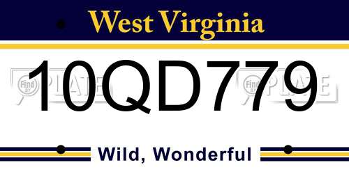 10QD779 West Virginia License Plate