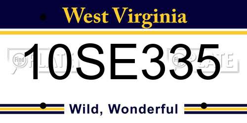 10SE335 West Virginia License Plate