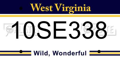 10SE338 West Virginia License Plate