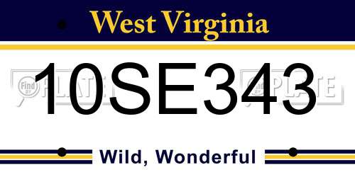 10SE343 West Virginia License Plate