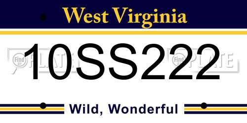 10SS222 West Virginia License Plate