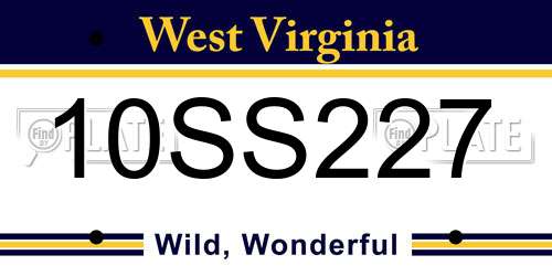 10SS227 West Virginia License Plate