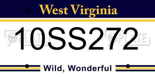 10SS272 West Virginia License Plate