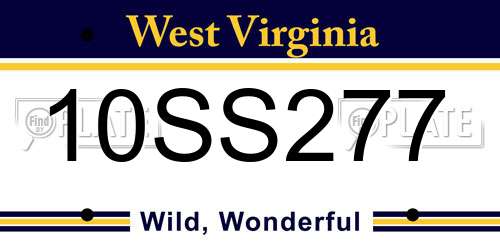 10SS277 West Virginia License Plate