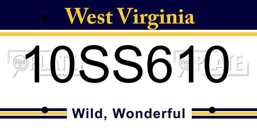 10SS610 West Virginia License Plate