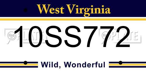 10SS772 West Virginia License Plate