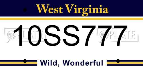 10SS777 West Virginia License Plate