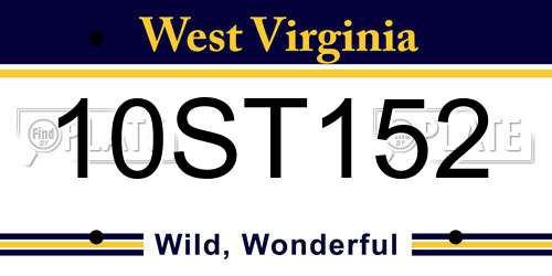 10ST152 West Virginia License Plate