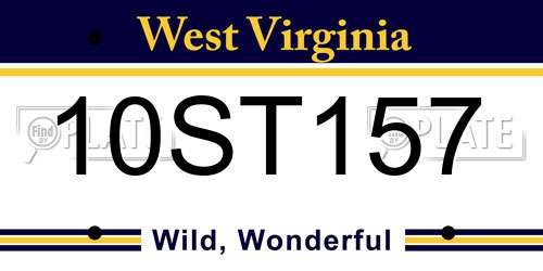 10ST157 West Virginia License Plate