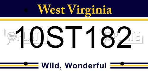 10ST182 West Virginia License Plate