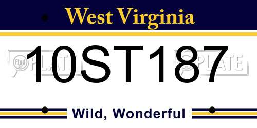 10ST187 West Virginia License Plate