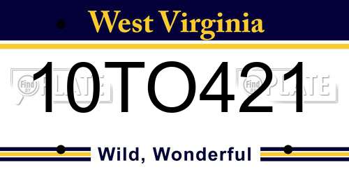 10TO421 West Virginia License Plate