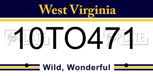 10TO471 West Virginia License Plate