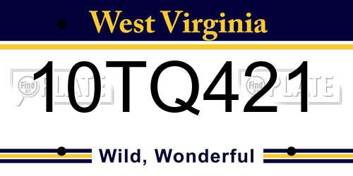 10TQ421 West Virginia License Plate