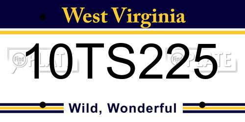 10TS225 West Virginia License Plate