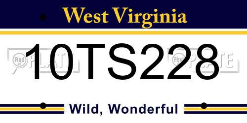 10TS228 West Virginia License Plate