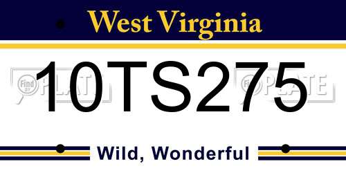 10TS275 West Virginia License Plate