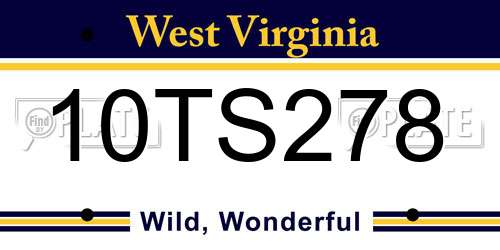 10TS278 West Virginia License Plate