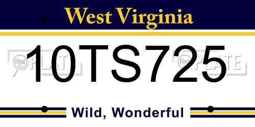 10TS725 West Virginia License Plate