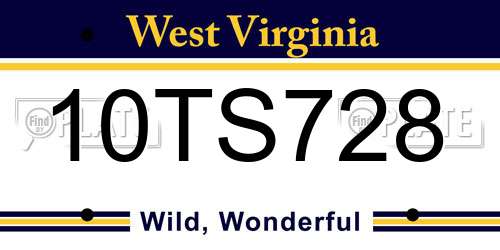 10TS728 West Virginia License Plate