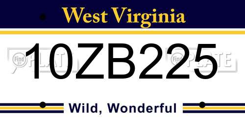 10ZB225 West Virginia License Plate