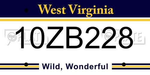 10ZB228 West Virginia License Plate