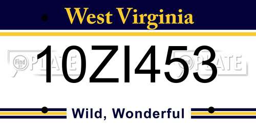 10ZI453 West Virginia License Plate