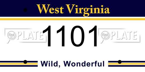 1101 West Virginia License Plate