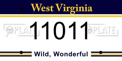 11011 West Virginia License Plate