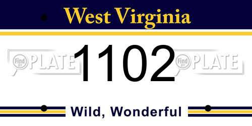 1102 West Virginia License Plate