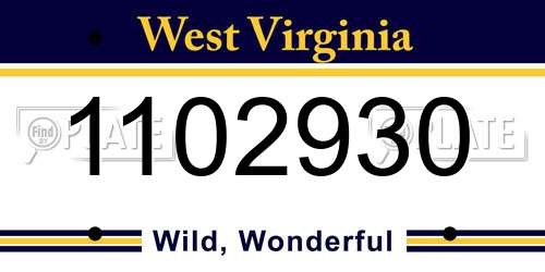 1102930 West Virginia License Plate