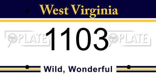 1103 West Virginia License Plate