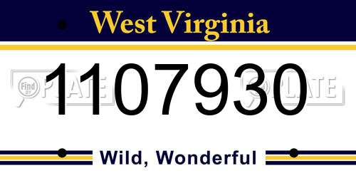 1107930 West Virginia License Plate