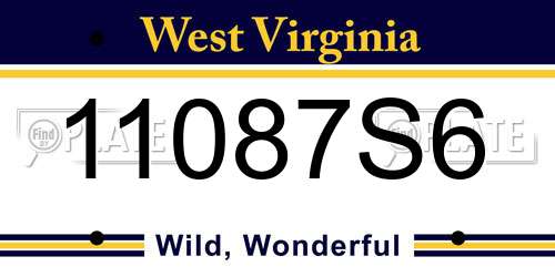 11087S6 West Virginia License Plate
