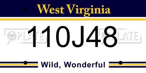 110J48 West Virginia License Plate