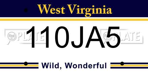 110JA5 West Virginia License Plate