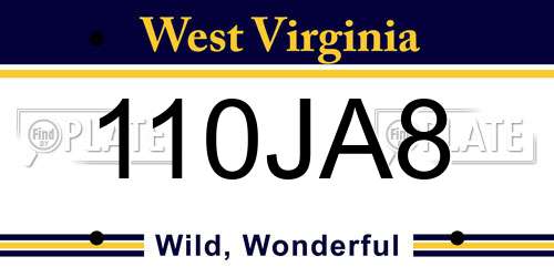 110JA8 West Virginia License Plate