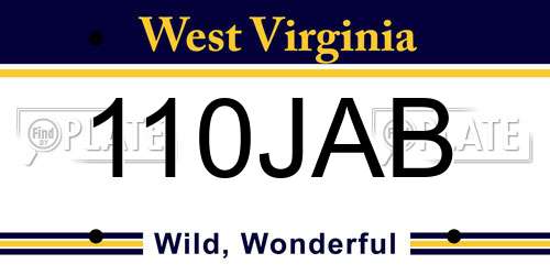 110JAB West Virginia License Plate