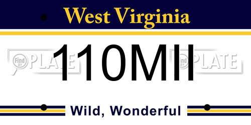 110MII West Virginia License Plate