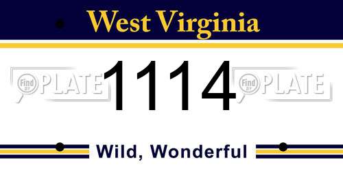 1114 West Virginia License Plate