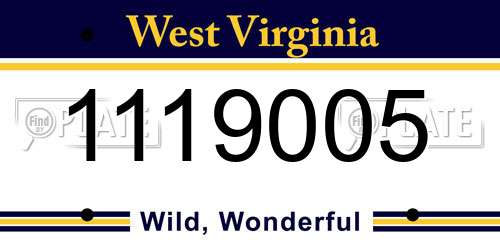 1119005 West Virginia License Plate